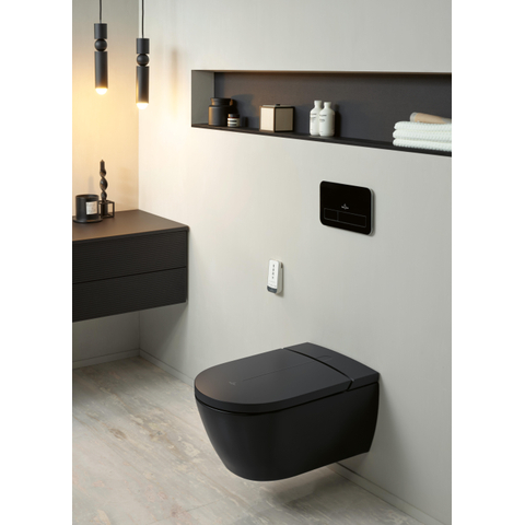 Villeroy & Boch Viclean douche wc - 60cm - spoelrandloos pure CeramicPlus - mat zwart SW917919