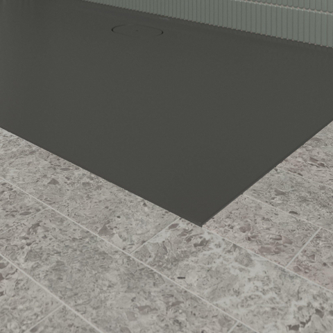 Villeroy & Boch Ecora douchebak - 160x90x3.5cm - afvoer lange zijde - anthracite (antraciet) SW1558993