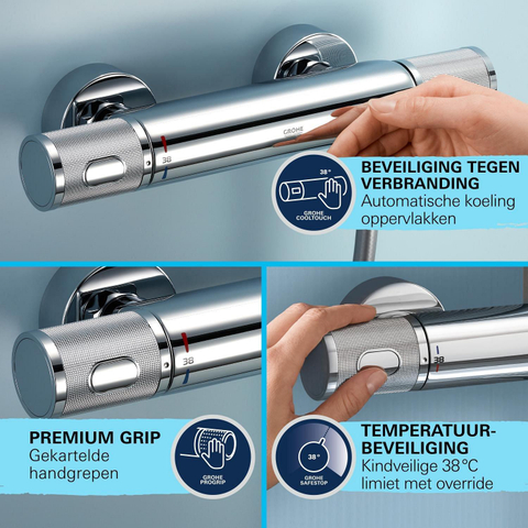 GROHE Vitalio Joy Regendoucheset Opbouw - hoofddouche 26cm - handdouche rond - chroom OUTLETSTORE STORE44207