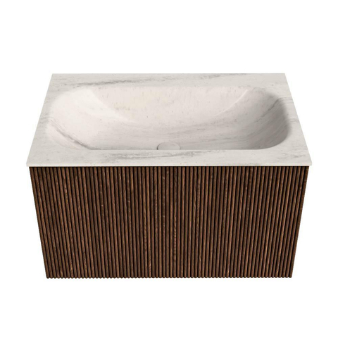 MONDIAZ KURVE-DLUX Meuble de salle de bains 70cm couleur Walnut avec 1 tiroir et 0 porte. Lavabo BIG SMALL Central 1 trou de robinet Meli. SW1431671
