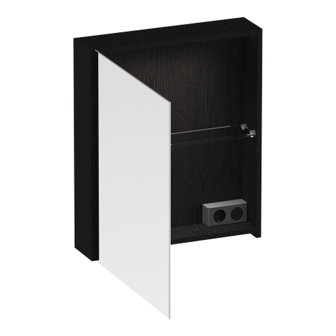 BRAUER Impress Deluxe armoire de toilette – 59 x 70 x 15 cm – Éclairage LED – ouverture à gauche – Timber Black SW1198979