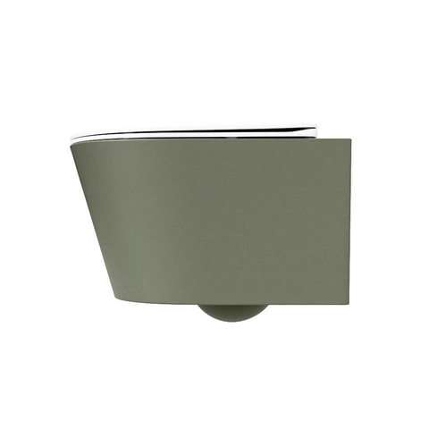Mondiaz LAVIE hangtoilet – spoelrandloos – 36 x 53 cm – met softclose zitting – Army (groen), zitting Talc (wit) SW1208753
