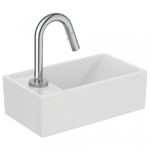Ideal Standard Tempo pack lave-mains – 37 x 21 x 12 cm – céramique blanche – perçage à gauche – robinet chromé SW420990