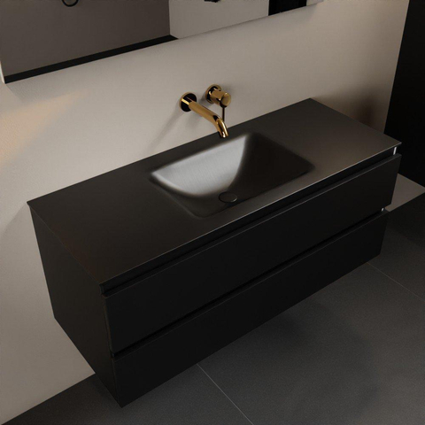 Mondiaz Aivy badmeubelset - 120x45x50cm - 0 kraangaten - 1 wasbak urban Solid surface - Midden - 2 lades - Met spiegel - MDF Urban SW892165