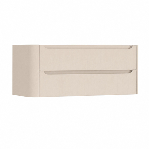 H&R Badmeubelen Juice Wastafelonderkast - 120x45x50cm - linkerhoek afgerond - 2 lades - geïntegreerde greep - Merino SW1489879