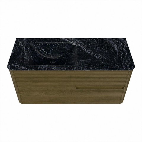 Mondiaz CIRO-DLUX Meuble de salle de bains - 110x45x50cm - Vasque en solid surface Lava - 1 bassin à gauche - 1 trou de robinet - 2 tiroirs - Dusk SW1533022