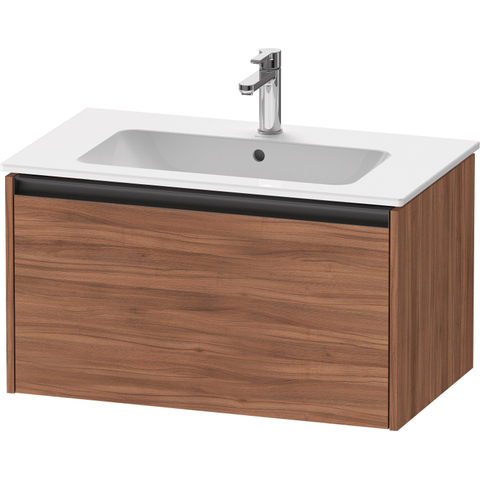 Duravit Ketho.2 Wastafelonderbouwkast - met 1 lade - 81x48x44cm - met greep antraciet - noten mat SW771839