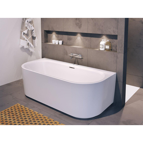 Baignoire Riho Desire semi-îlot semi-îlot avec trop-plein 180x84cm avec siphon brillant blanc SW412244