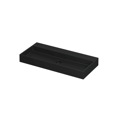 Ink United lavabo - 100x45x11cm - vasque centrée - sans trou de robinet - noir mat SW207343