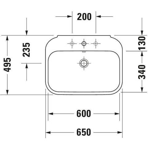 Duravit Happy D.2 Wastafel - met overloop - met 1 kraangat - 65x50cm - wit SW54260