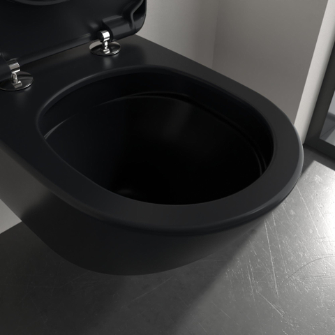 Villeroy & Boch Antao wandcloset - diepspoel - zonder spoelrand - met TwistFlush CeramicPlus - Pure Black (mat zwart) SW917841