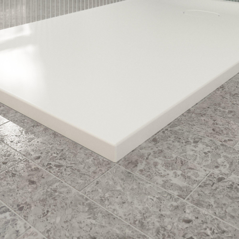 Villeroy & Boch Ecora douchebak - 150x90x3.5cm - afvoer korte zijde - stone white (wit) SW1559023