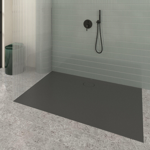 Villeroy & Boch Ecora douchebak - 160x100x3.5cm - afvoer lange zijde - anthracite (antraciet) SW1558987