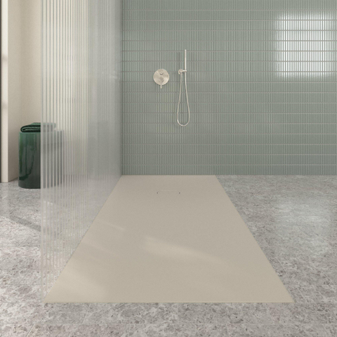 Villeroy & Boch Ecora douchebak - 180x90x4.5cm - afvoer korte zijde - almond (beige) SW1558908