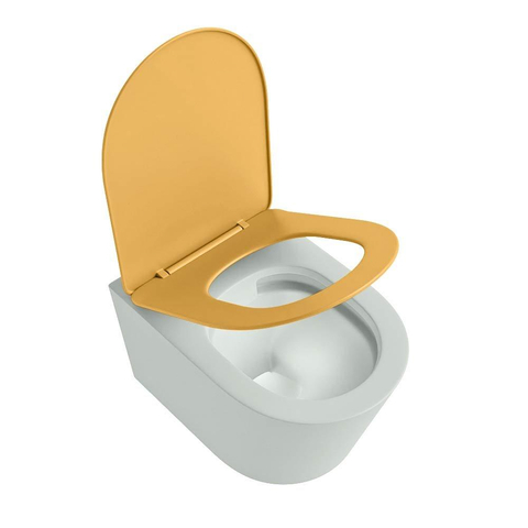 Mondiaz LAVIE WC suspendu – sans bride – 36 x 53 cm – avec abattant softclose – Greey (vert clair/gris), abattant Ocher (jaune) SW1208664