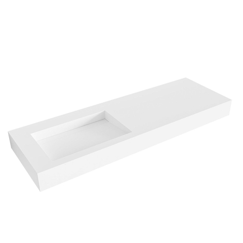 Mondiaz AVON wastafel - 140x46x12cm - wasbak links - zonder kraangat - talc (wit) SW422474