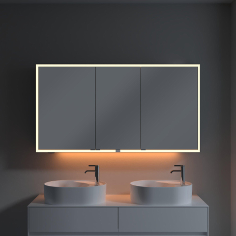 Villeroy & Boch My View Now spiegelkast - met 3 deuren - met led verlichting en wastafelverlichting - 140x75x16.8cm - met in/uit schakelaar - Aluminium (zilver) SW701121
