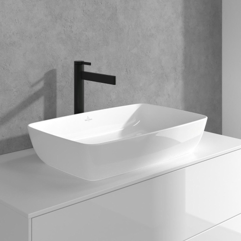 Villeroy & Boch Dawn 1 greeps wastafelkraan verhoogd - zonder pop up afvoergarnituur - mat zwart SW974135