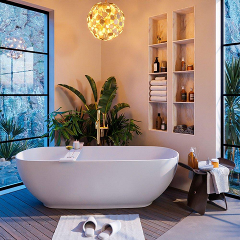MONDIAZ ALAN - DLUX Badkamermeubelset - 70cm - onderkast - Talc - 1 lade - vrijhangende wastafel - wasbak midden - 0 kraangaten - Ostra SW806754