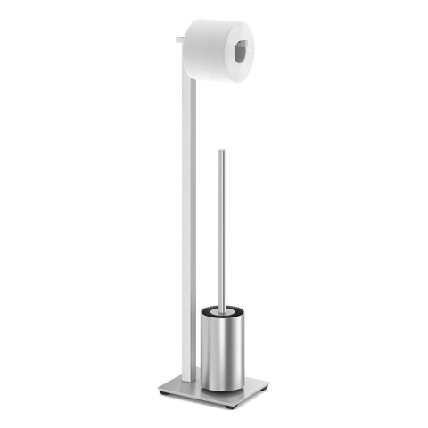 Zack Carvo Toiletbutler -1 rouleau - porte-brosse WC - ouvert - acier inoxydable brossé SW277562