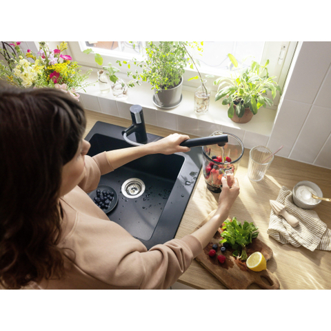 Hansgrohe Zesis m33 1 greeps keukenkraan - 150 metalen uittrekbare. vuistdouche - 2jet - mat zwart SW918714