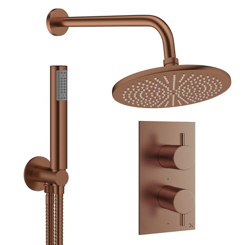 Crosswater MPRO ensemble de douche pluie encastré – douche de tête Ø 30 cm – douchette bâton – 2 leviers – brons geborsteld SW1472606