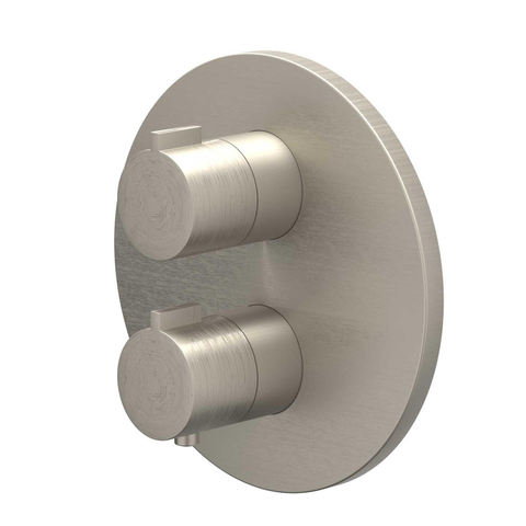 IVY Pact Ensemble de douche à effet pluie - encastré - inverseur d’arrêt 2 voies - bras de plafond 30 cm - tête de douche slim ronde 30 cm - barre de douche avec sortie - flexible de douche 150 cm - douchette satin spray - Nickel brossé PVD SW1035266