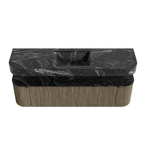 MONDIAZ THOR-DLUX 170cm meuble de salle de bains arrondi gauche + droite couleur Shadow avec 1 tiroir et 2 portes. Vasque suspendue CLOUD Milieu sans trou de robinet couleur Lava. SW1465527