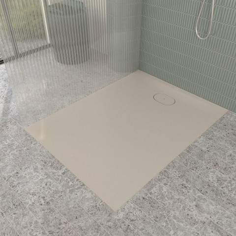 Villeroy & Boch Ecora douchebak - 120x90x3.5cm - afvoer korte zijde - almond (beige) SW1558946