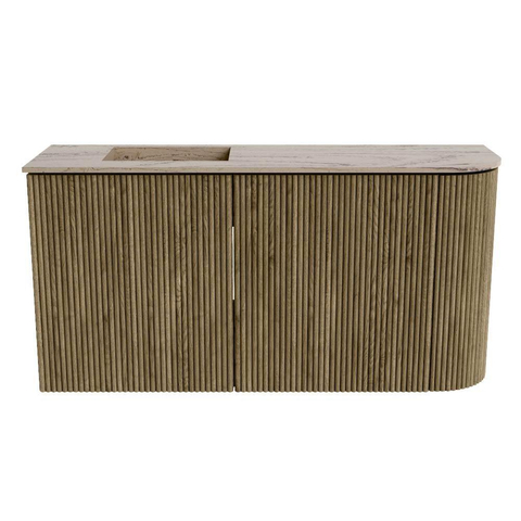 Mondiaz JOYA-DLUX Meuble de salle de bains 81,6cm - arrondi droit couleur Dusk - Vasque FAYE position Gauche 1 trou de robinet couleur Arena. SW1426270