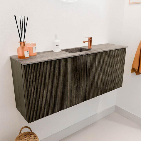 Mondiaz JOYA-DLUX 100cm meuble de salle de bains - couleur Shadow - Vasque FAYE position Milieu 1 trou de robinet couleur Oza. SW1425049