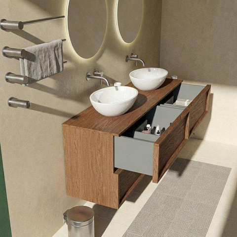 Saniclass Holz Frame Meuble bas de salle de bains - 160x45x60cm - 4 tiroirs - walnut pure SW1578624