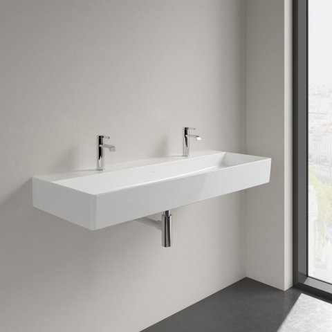 Villeroy & Boch memento 2.0 wastafel onderzijde - geslepen - 120x47cm - zonder overloop - 2 kraangaten CeramicPlus - White Alpine (glans wit) SW358465