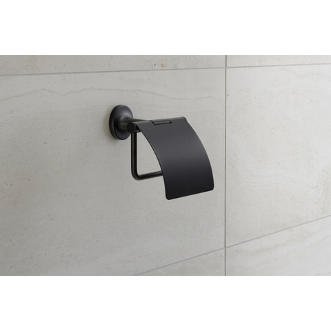 Duravit Starck T Toiletrolhouder - met klep - mat zwart SW297081