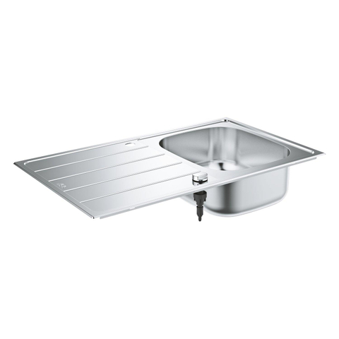 Grohe K200 Spoelbak - met afdruipgedeelte - 860x500mm - 1 bak 350x400x160mm - omkeerbaar - roestvrij staal RealSteel SW492246