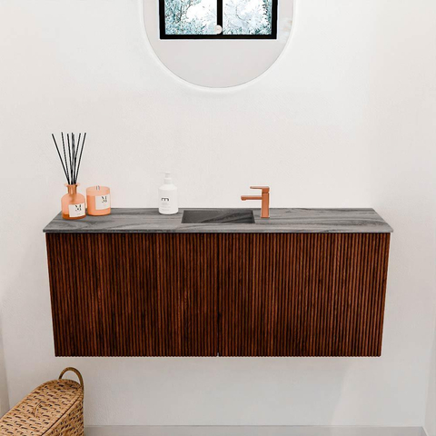 Mondiaz JOYA-DLUX 100cm meuble de salle de bains - couleur Ruby - Vasque FAYE position Milieu 1 trou de robinet couleur Sombra. SW1425679