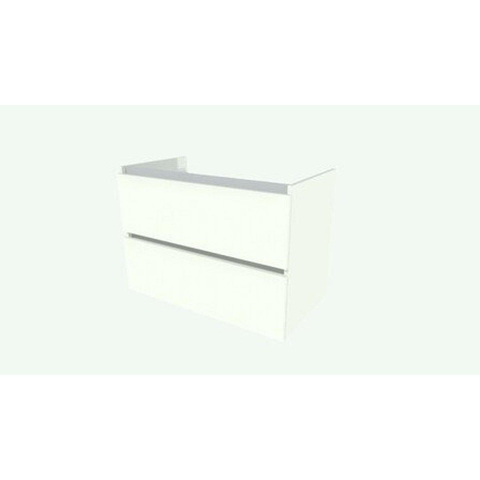 Nemo Go Ensemble de meuble - 60x65x45.5cm - 2 tiroirs - sans poignée - 1 vasque Blanc brillant - 1 trous de robinet - avec miroir - MDF standard white SW911703