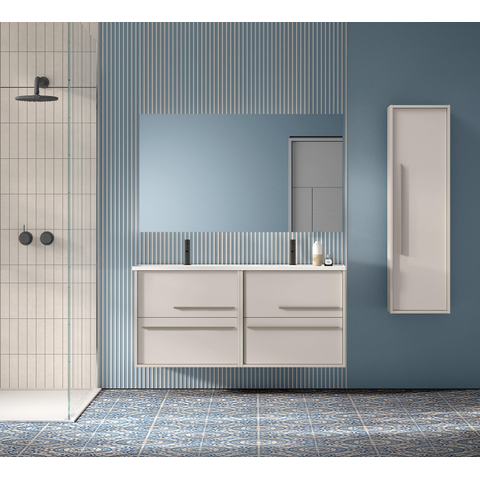 Saniclass Prime Essential Meuble sous lavabo - 120x55x46cm - 4 tiroirs - Poignée standard - MDF - mat cotton (beige) SW976733