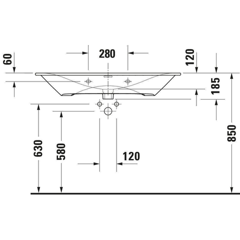 Duravit Viu Meubelwastafel - 103x49cm - met kraangat - met overloop - wit SW297108