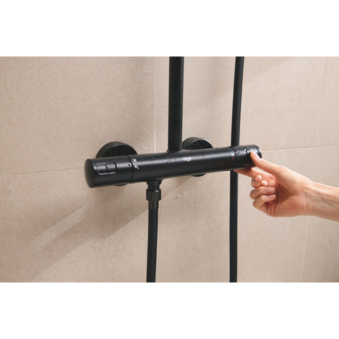 Grohe Vitalio Start 250 Regendoucheset - hoofddouche 25cm - ronde handdouche - 2 straalsoorten - met douchethermostaat - matte black (mat zwart) SW1126877