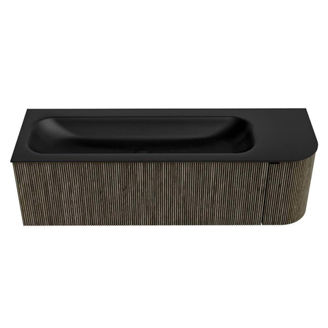 Mondiaz KURVE Ensemble de meubles de salle de bains - 145x46x40cm - 1 tiroir - 1 porte - lavabo solid surface - gauche - sans trou de robinet - Shadow SW1414269
