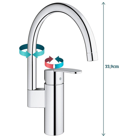 GROHE Eurostyle Cosmopolitan 1 gats keukenkraan - met hoge draaibare uitloop - chroom 0442287