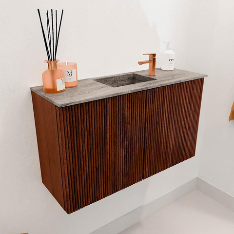 Mondiaz JOYA-DLUX 70cm meuble de toilette - couleur Ruby - Vasque FAYE position Milieu 1 trou de robinet couleur Oza. SW1425500