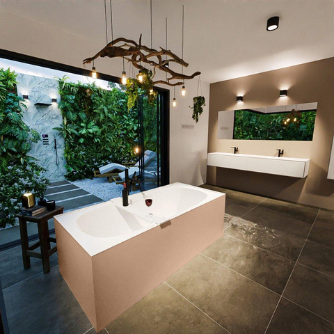 MONDIAZ ROCK Baignoire îlot - 170x70cm - couleur Plata / Talc SW1015106