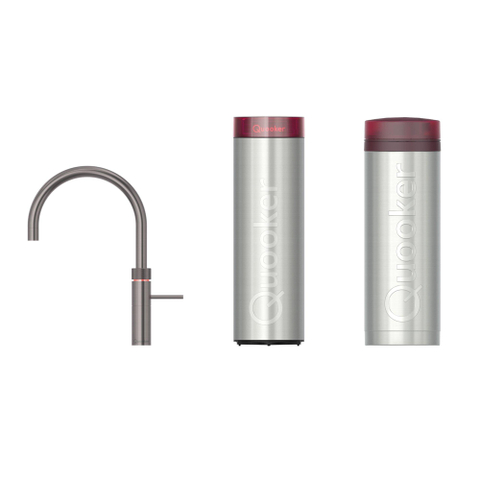 Quooker Fusion Round kokendwaterkraan - draaibare uitloop - PRO3 incl. Cube reservoir - Warm / kokend / bruisend / gefilterd water - Gunmetal SW968467