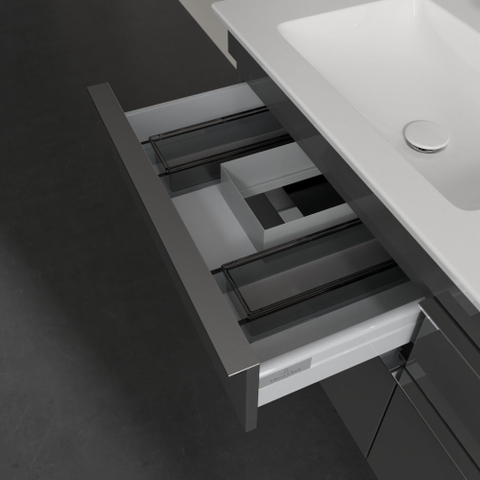 Villeroy & Boch venticello wastafelonderkast - 125.3x59cm 4x lade - glans grijs GA43421