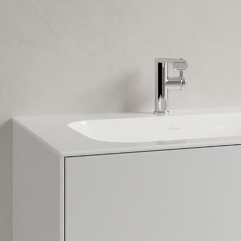 Villeroy & Boch finion meubelwastafel - 1 kraangat - 80x50cm CeramicPlus - zonder overloop - White Alpine (glans wit) SW106520