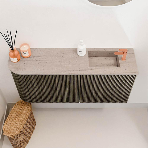 Mondiaz JOYA-DLUX 91.6cm toiletmeubel - ronding links kleur Shadow - Wastafel FAYE positie Rechts 1 kraangat kleur Saba. SW1425150