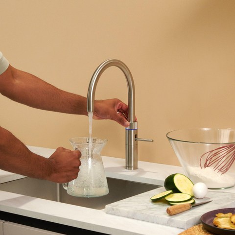 Quooker Fusion Round kokendwaterkraan - draaibare uitloop - PRO3 incl. Cube reservoir - Warm / kokend / bruisend / gefilterd water - RVS SW299708