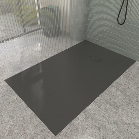 Villeroy & Boch Ecora douchebak - 160x100x4.5cm - afvoer korte zijde - anthracite (antraciet) SW1558906
